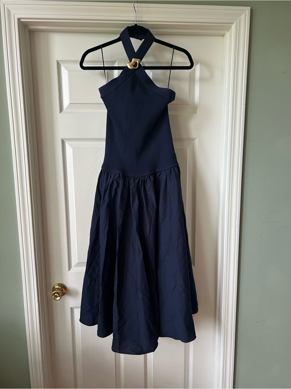 Lucy Paris Navy Halter Dress with Gold Accent